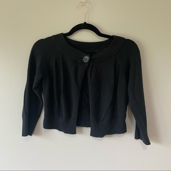 Express Black Cropped Cardigan Three quarters sleeve, button top - Picture 3 of 7